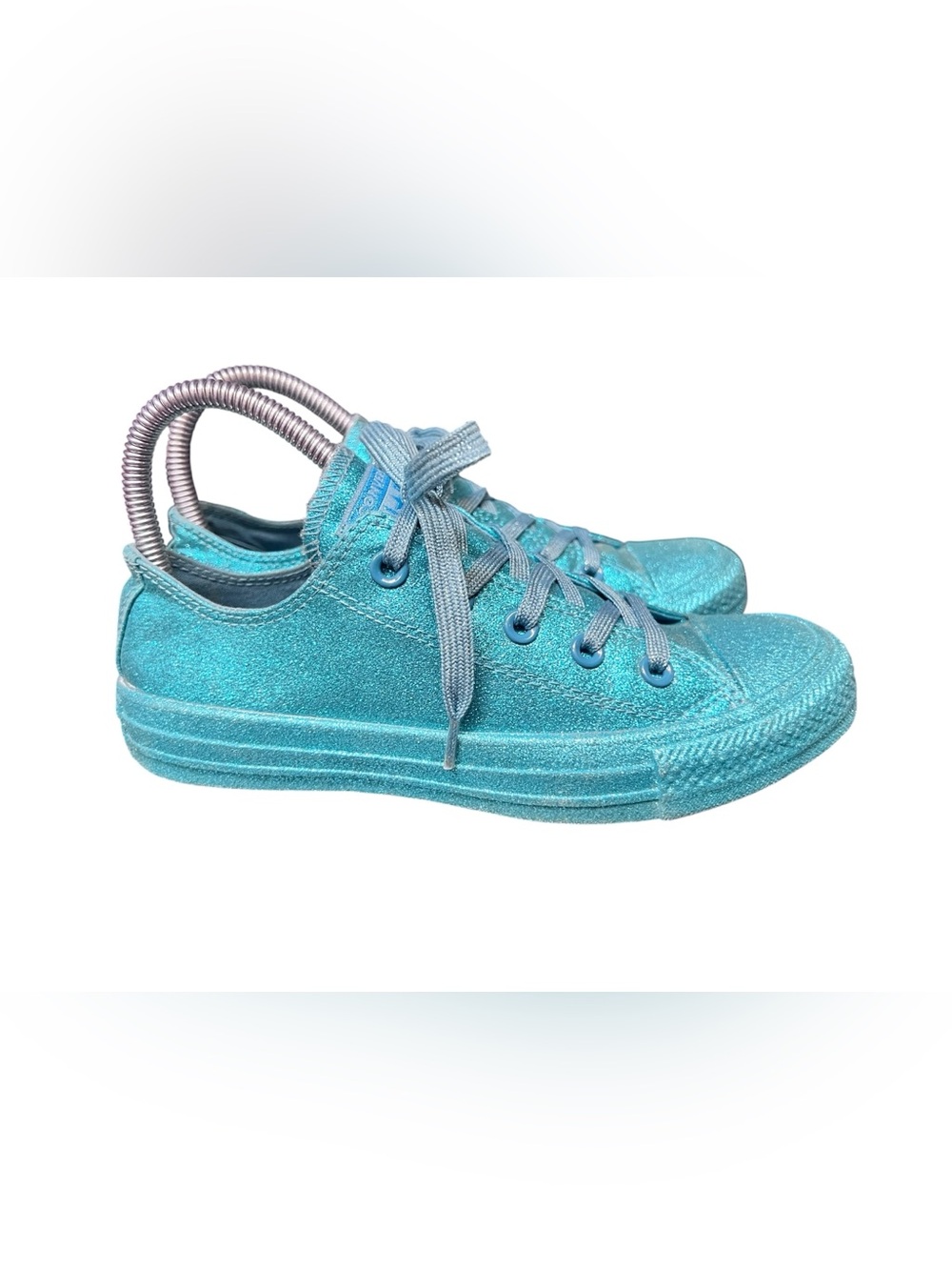 Converse Chuck Taylor All Star Low Glitter Teal Sparkly Women’s Sz 6 - Picture 1 of 6